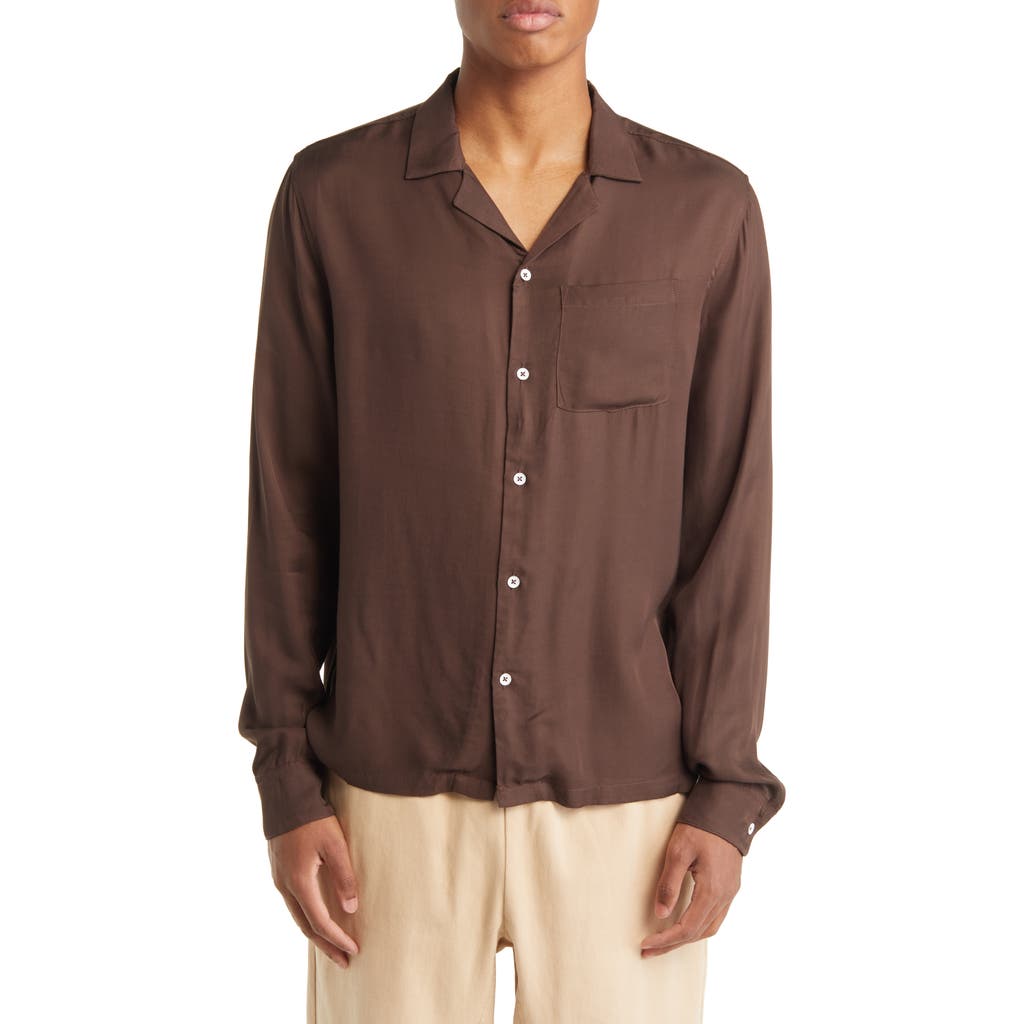 Elwood Rayon Button-up Shirt In Brown