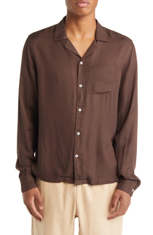 Elwood Rayon Button-Up Shirt in Brown