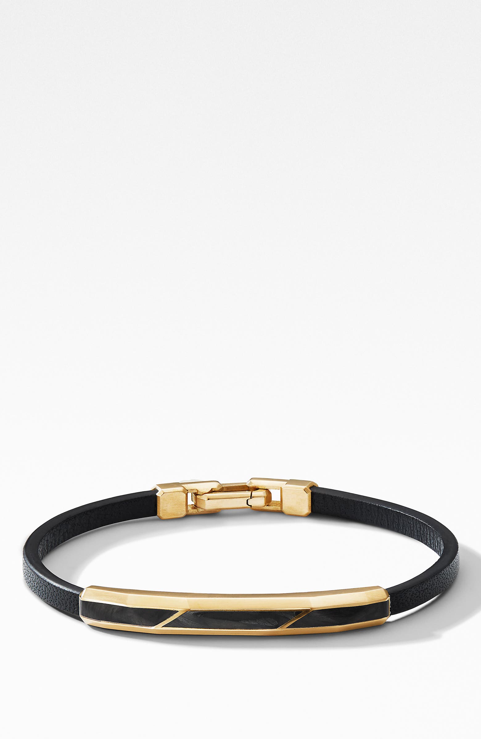 David Yurman Faceted ID Leather Bracelet with Forged Carbon & 18K Gold ...