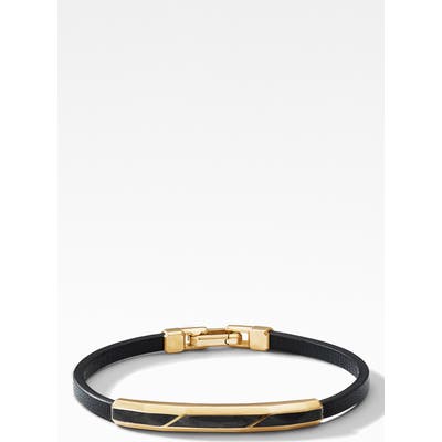 David Yurman Faceted Id Leather Bracelet With Forged Carbon & 18K Gold