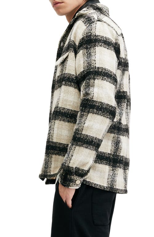 Allsaints Lapse Plaid Fleece Overshirt In Black/grey