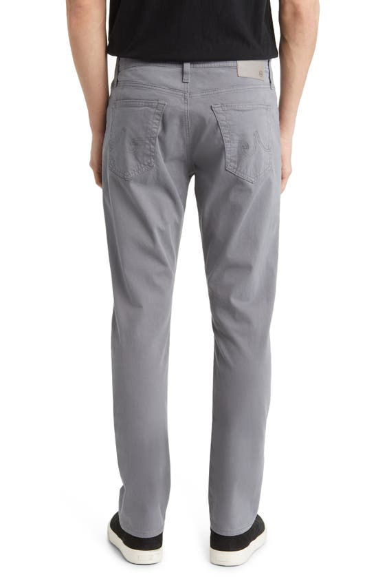 Shop Ag Everett Sueded Stretch Sateen Slim Straight Leg Pants In Granite Grey