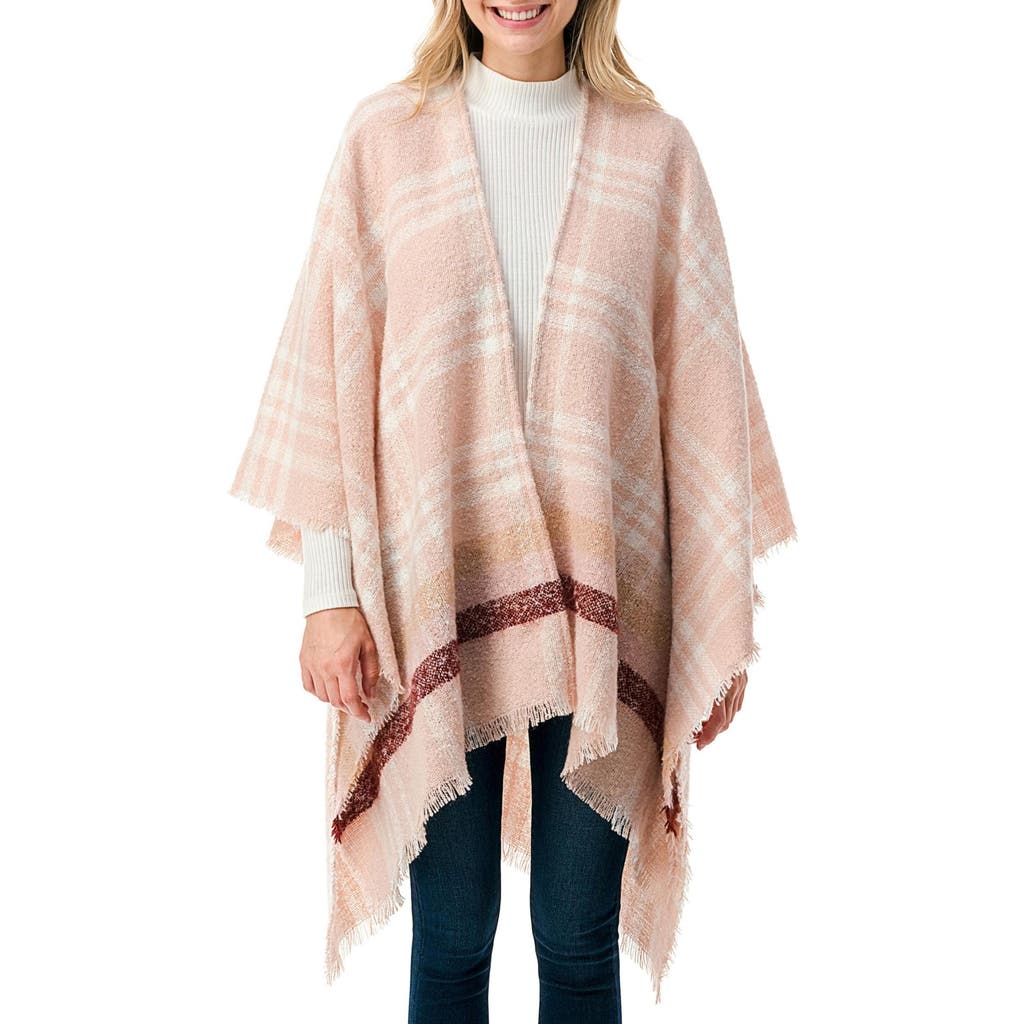 Marcus Adler Fringe Plaid Ruana In Ivory