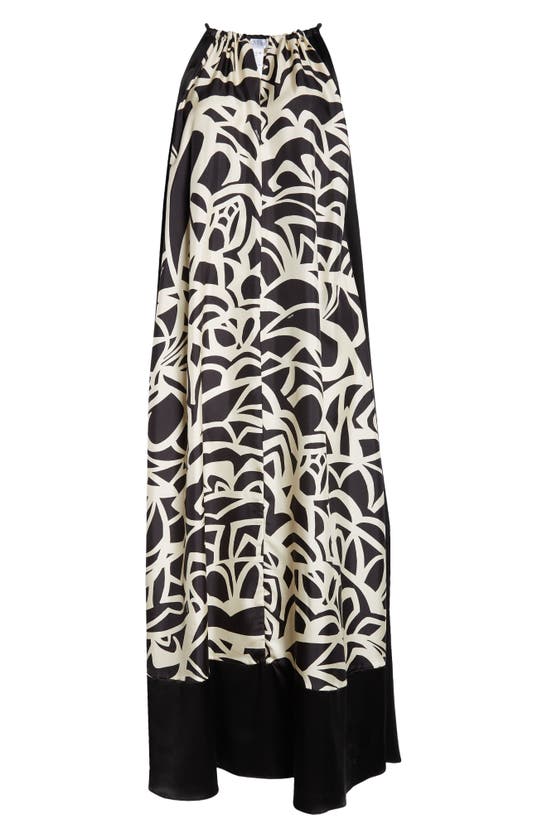 Shop Max Mara Licenza Print Silk Twill Halter Dress In Black White
