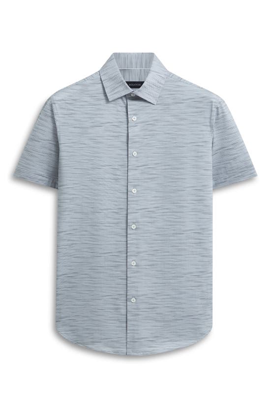 Shop Bugatchi Miles Ooohcotton® Space Dye Print Short Sleeve Button-up Shirt In Zinc