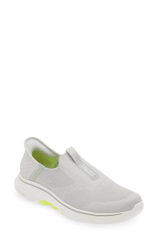Shop Skechers Go Walk Slip-on Sneaker In Gray/ Yellow