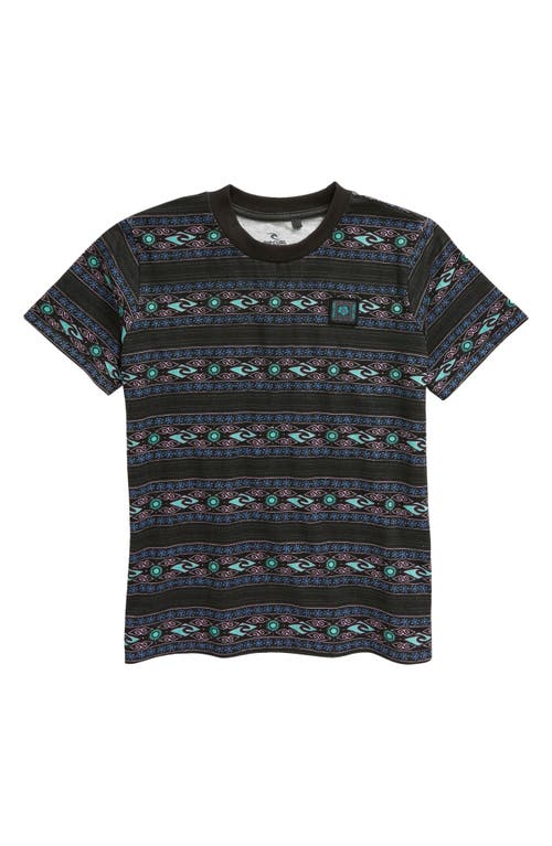 Rip Curl Kids' Mystic Waves Stripe T-Shirt Washed Black at Nordstrom,