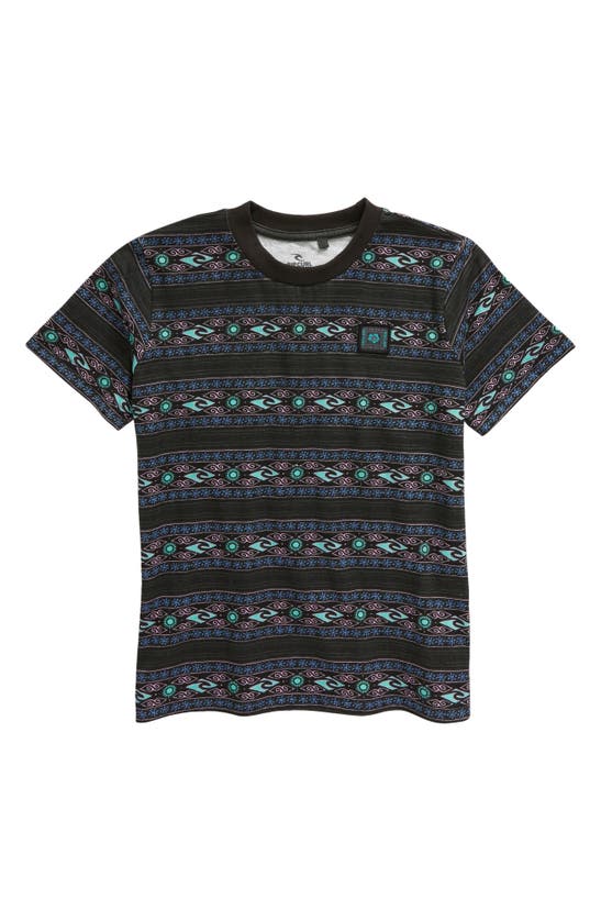 Shop Rip Curl Kids' Mystic Waves Stripe T-shirt In Washed Black