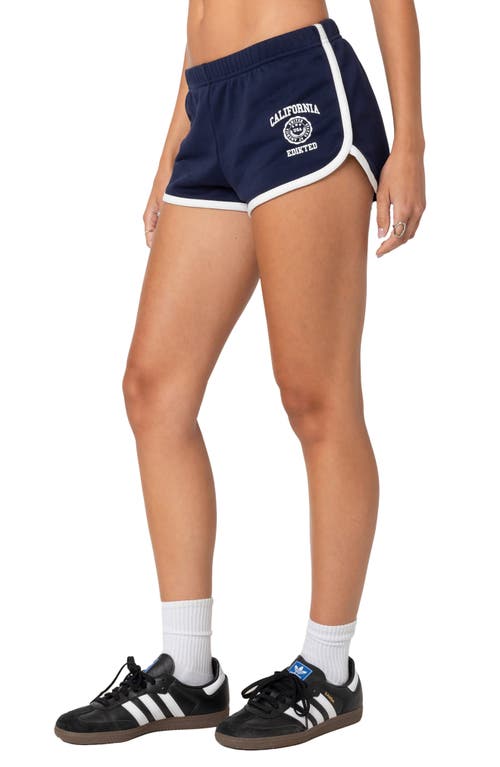 Shop Edikted California Contrast Trim Shorts In Navy