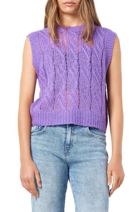 Simone Embroidered Feather Halter Neck Top Purple
