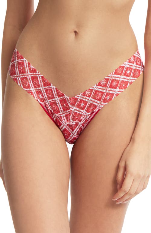 Print Lace Low Rise Thong in Winter Wonderland