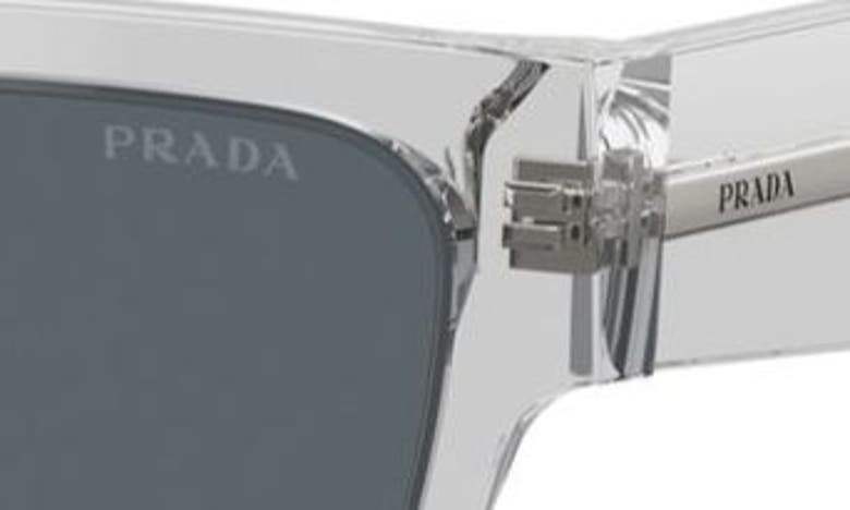 Shop Prada 56mm Rectangular Polarized Sunglasses In Shiny Gunmetal