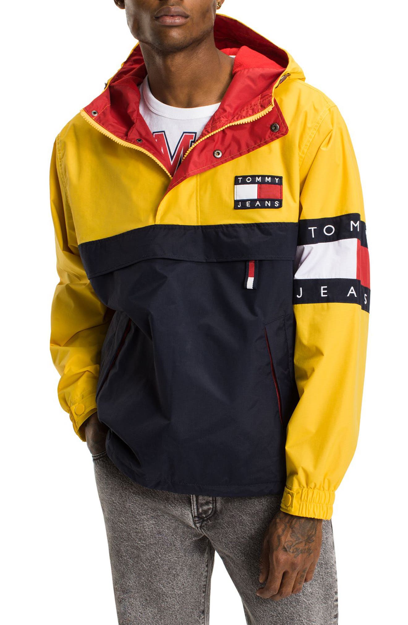 tommy hilfiger colorblocked pullover windbreaker jacket