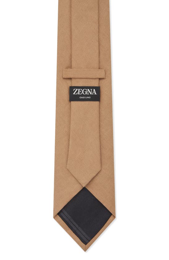 Shop Zegna Ties Oasi Linen Tie In Tan