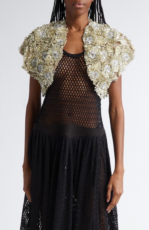 Diotima Fern Crystal & Ribbon Embellished Bolero in Pyrite 