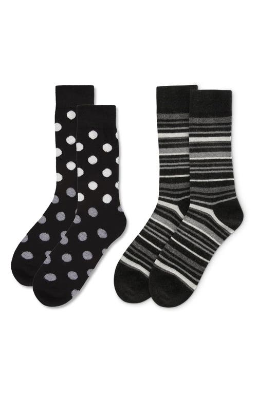 Memoi Assorted 2-pack Crew Socks In Black-black