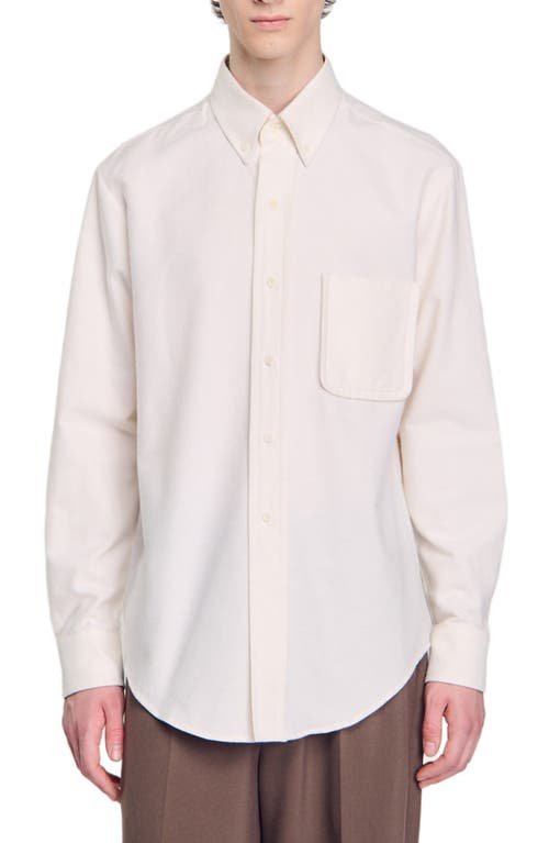 Shop Sandro Oxford Flannel Shirt In White