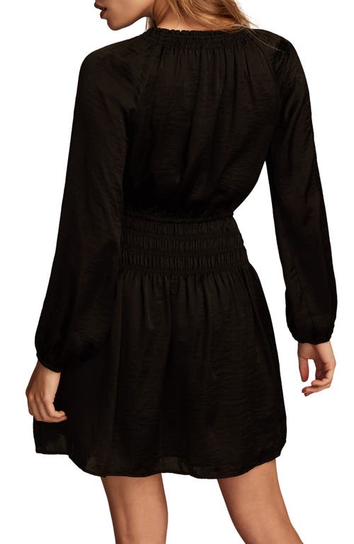 Shop Lucky Brand Long Sleeve Satin Minidress In Black