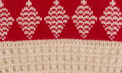 The Sunday Collective Kids' Diamond Pattern Mixed Stitch Crewneck Sweater In Light/pastel Grey