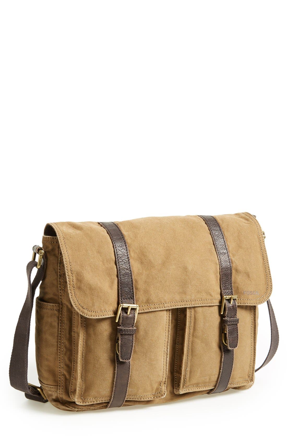 fossil canvas messenger bag