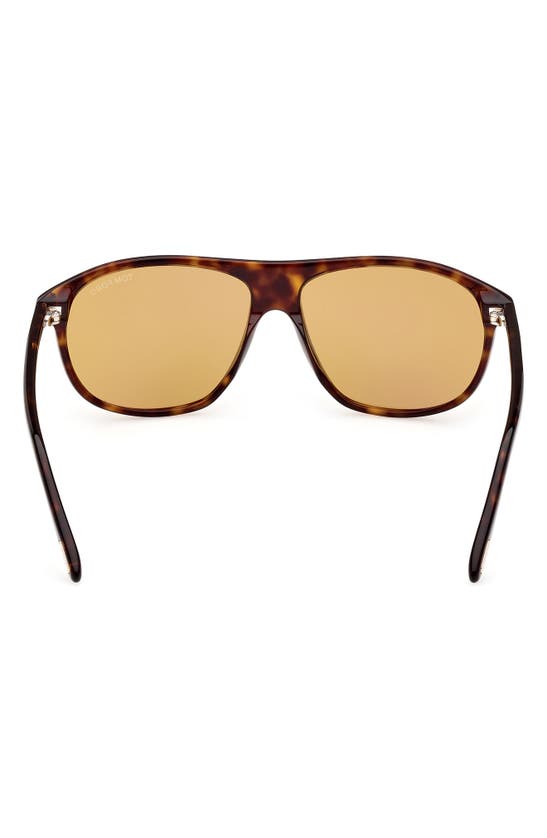 Shop Tom Ford Prescott 60mm Square Sunglasses In Shiny Dark Havana / Amber