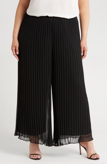 Pleated Wide Leg Chiffon Pants