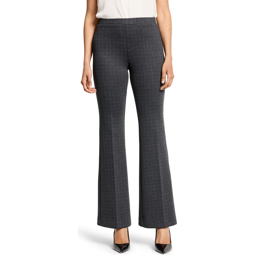 Nic + Zoe Nic+zoe Pinestripe Ponte Bootcut Pants In Grey Multi