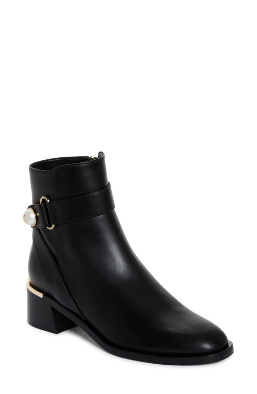 Jimmy Choo Noor Leather Pearly-button Ankle Booties In Black