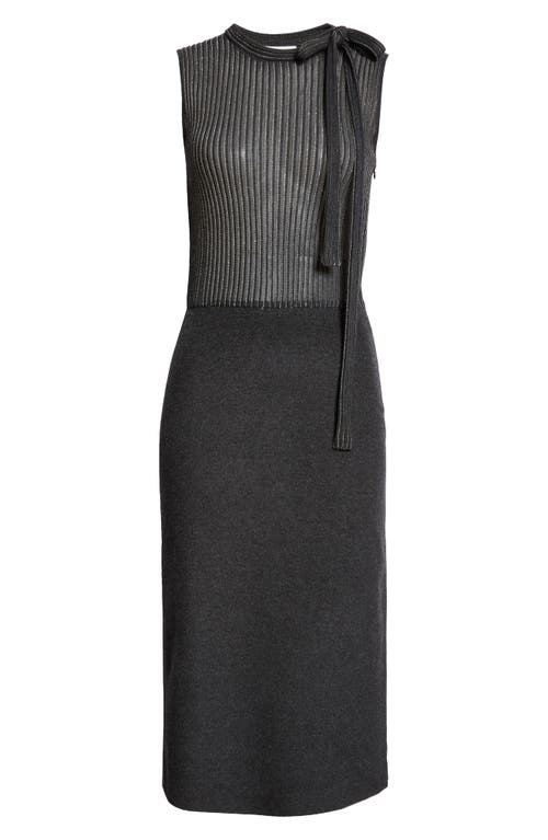 ST JOHN ST. JOHN COLLECTION MIXED MEDIA MIDI SWEATER DRESS 