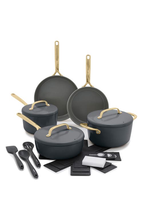 Greenpan Gp5 Infinite8 11-piece Anodized Aluminum Ceramic Nonstick Cookware Set With Champagne Handl In Slate