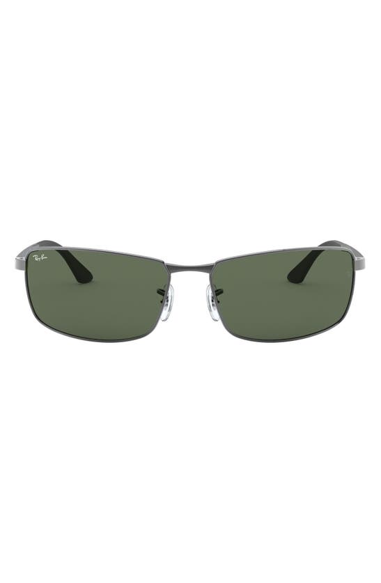 Shop Ray Ban Ray-ban 61mm Rectangle Wrap Sunglasses In Green
