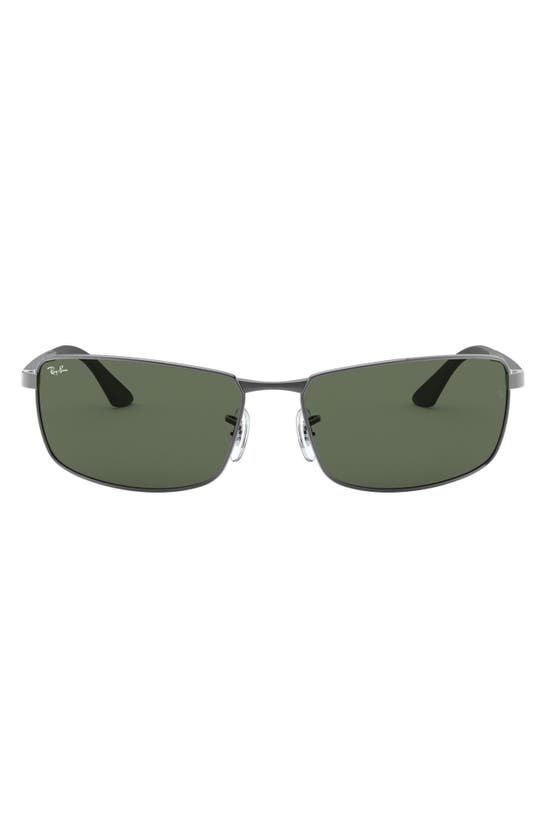Ray Ban 61mm Rectangle Wrap Sunglasses In Green