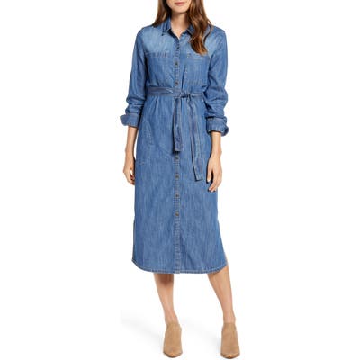 Caslon Long Sleeve Denim Shirtdress, Blue