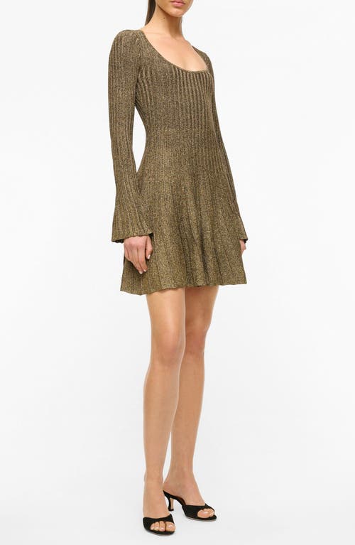 STAUD STAUD RAQUEL METALLIC LONG SLEEVE SWEATER DRESS 