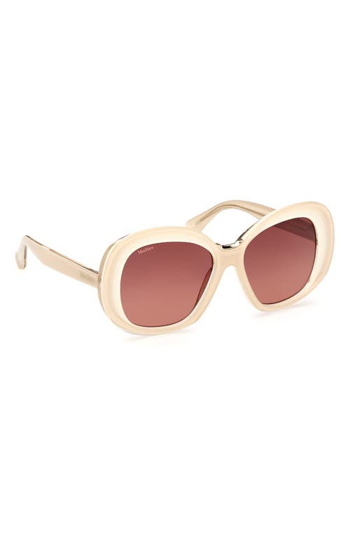 Shop Max Mara Edna 55mm Round Sunglasses In Ivory/gradient Brown