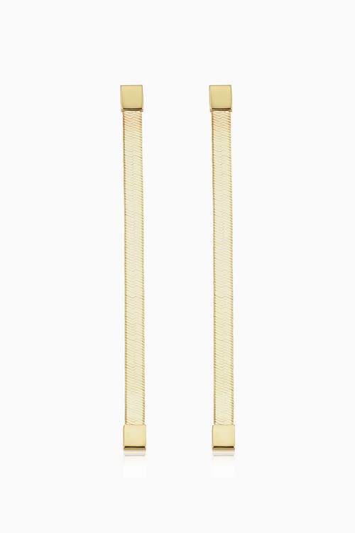 ORADINA ORADINA 14K YELLOW GOLD PARK AVENUE HERRINGBONE DROP EARRINGS 