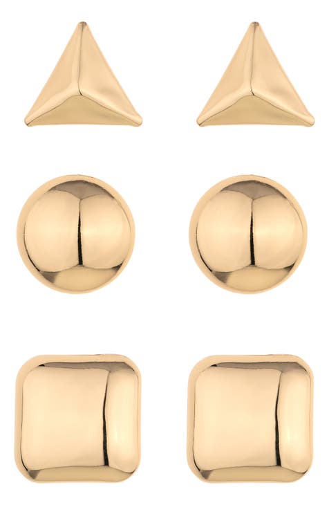 Set of 3 Geometric Stud Earrings