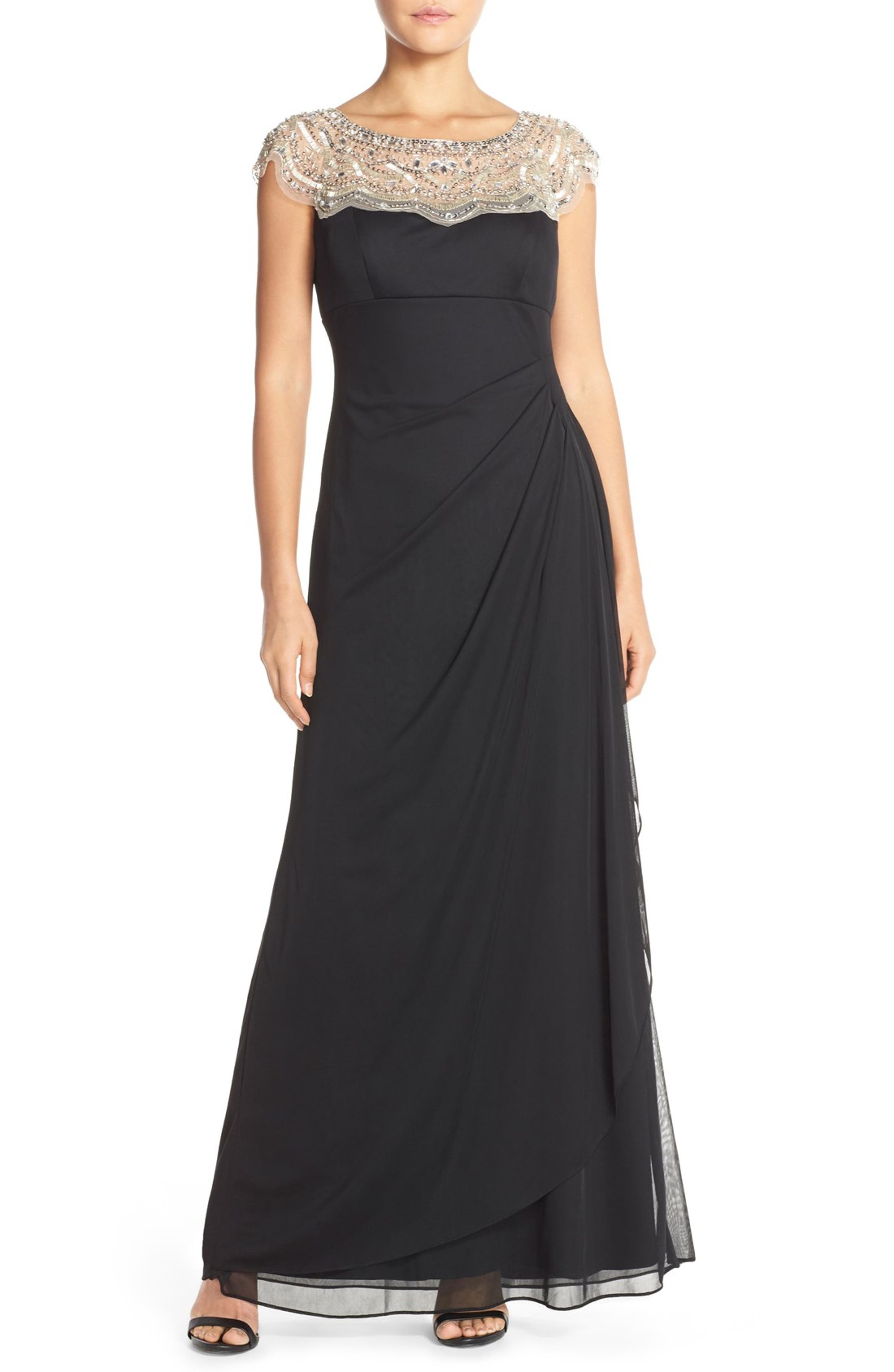 Xscape Embellished Illusion Chiffon Gown (Petite) | Nordstrom