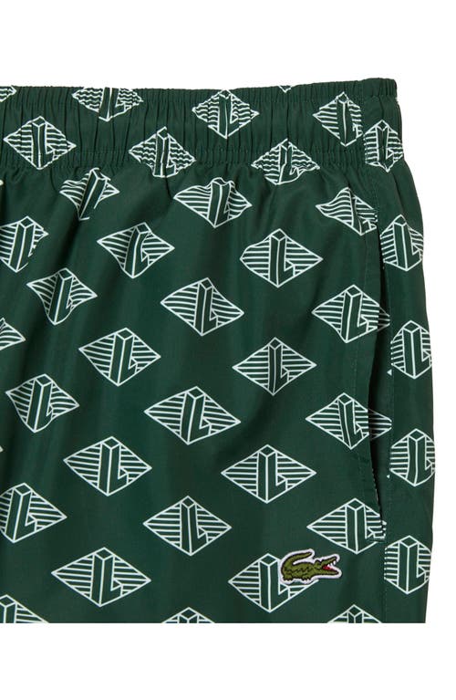 Shop Lacoste Uni Swim Trunks In Yrr Green/flour