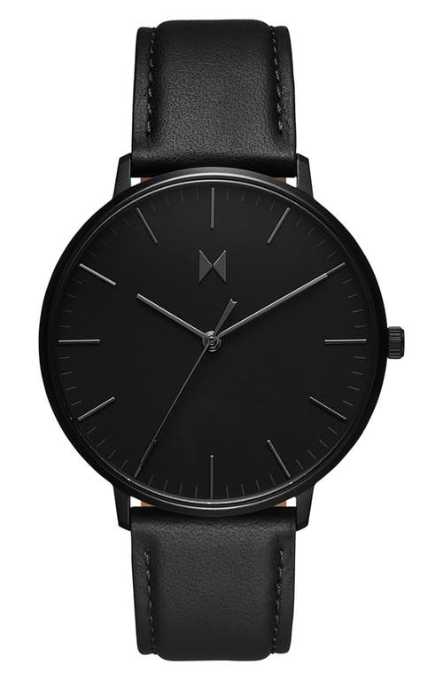 MVMT Legacy Leather Strap Watch, 42mm in Black at Nordstrom
