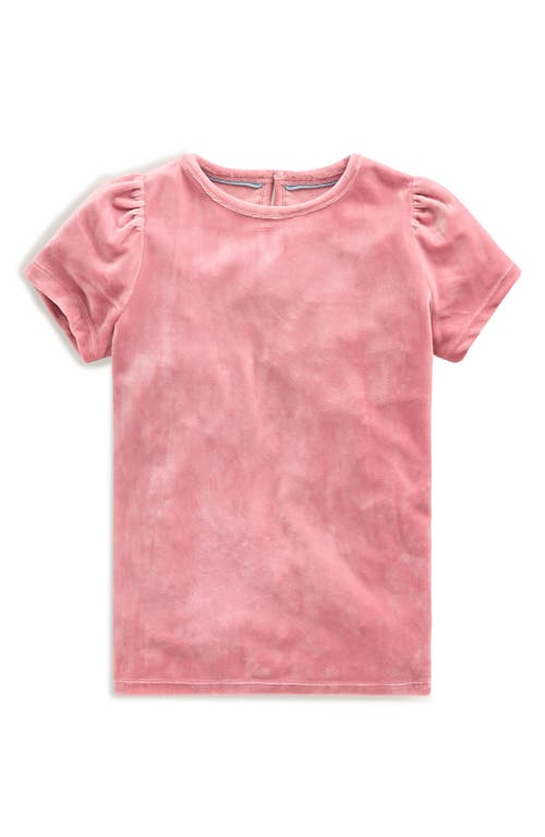 Shop Mini Boden Kids' Velvet Puff Sleeve Party Top In Vintage Pink