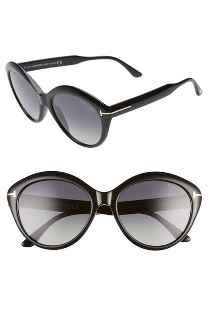 Click to view more detailed imagery on our partner's website Tom Ford Maxine 56Mm Polarized Round Sunglasses In Shiny Black/ Smoke Polarized