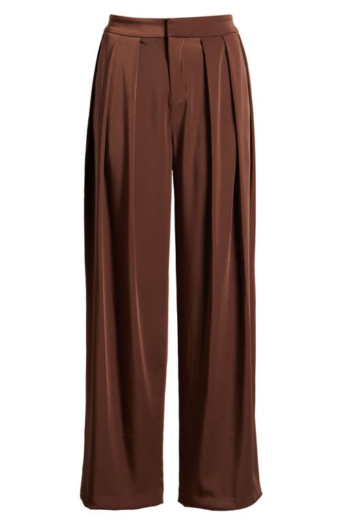 Mistress Rocks Pleated Wide Leg Pants In Cocoa