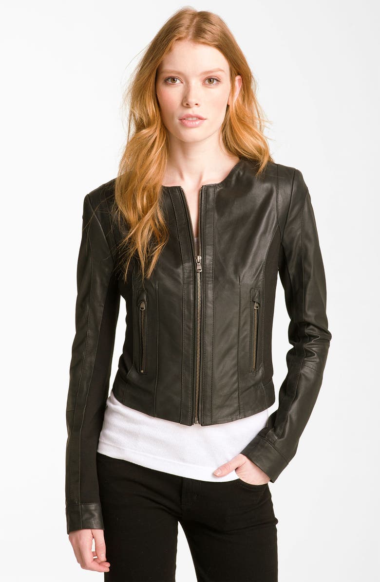 Bod & Christensen Leather & Ponte Crop Jacket | Nordstrom