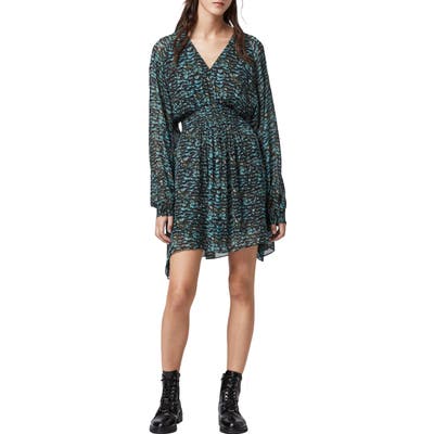 Allsaints Nichola Plume Long Sleeve Dress, Green