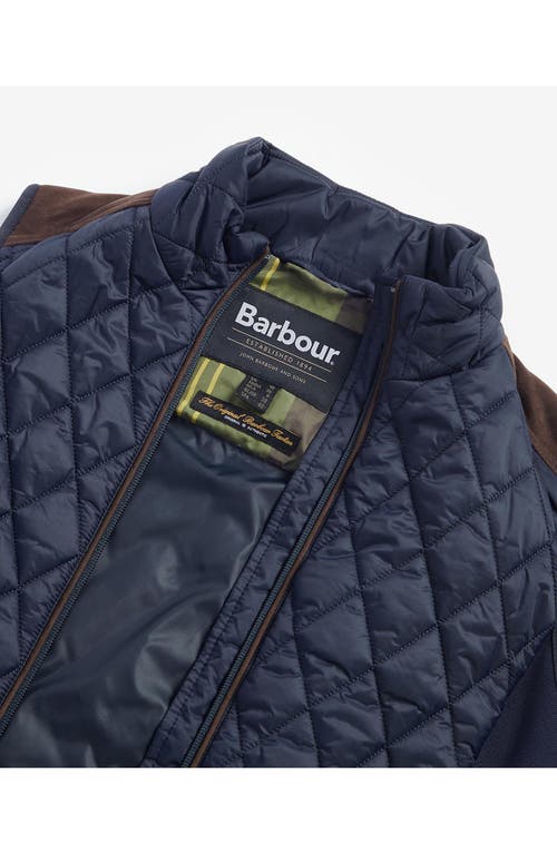 Shop Barbour High Field Mixed Media Vest In Navy/classic