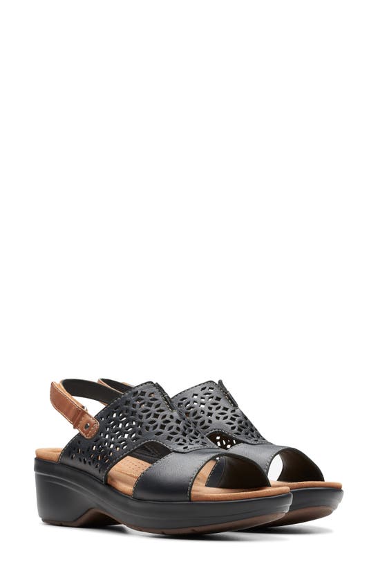Shop Clarks (r) Tuleah Sun Platform Sandal In Black Leather