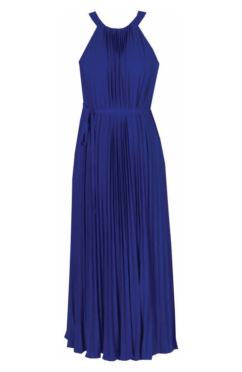 Julia Jordan Sleeveless Pleated Tie Waist Dress Cobalt at Nordstrom,