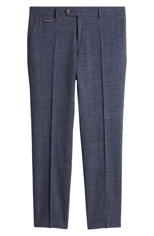 BOSS Gee Flat Front Wool & Silk Blend Dress Pants Dark Blue at Nordstrom,