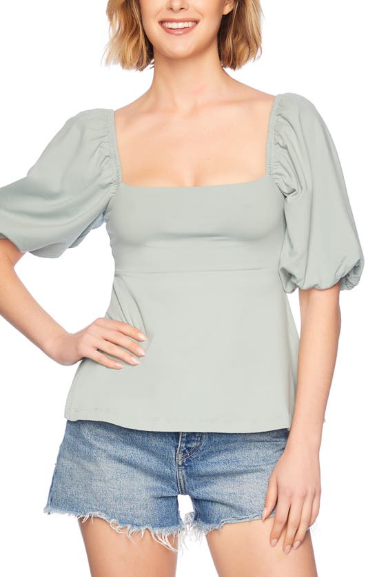 Shop Susana Monaco Puff Sleeve Top In Celadon